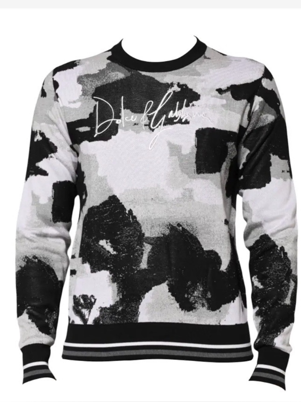 Dolce & Gabbana Black & Gray Signature Crewneck Sweater